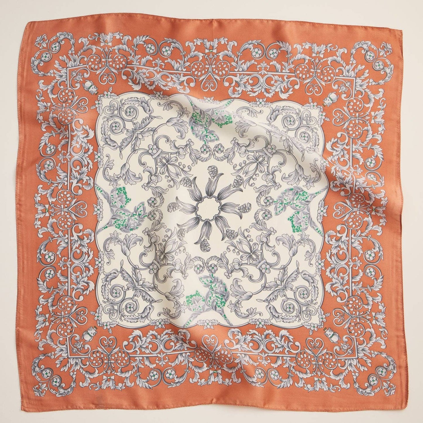 Baroque Print Silk-Texture Elegant Square Scarf