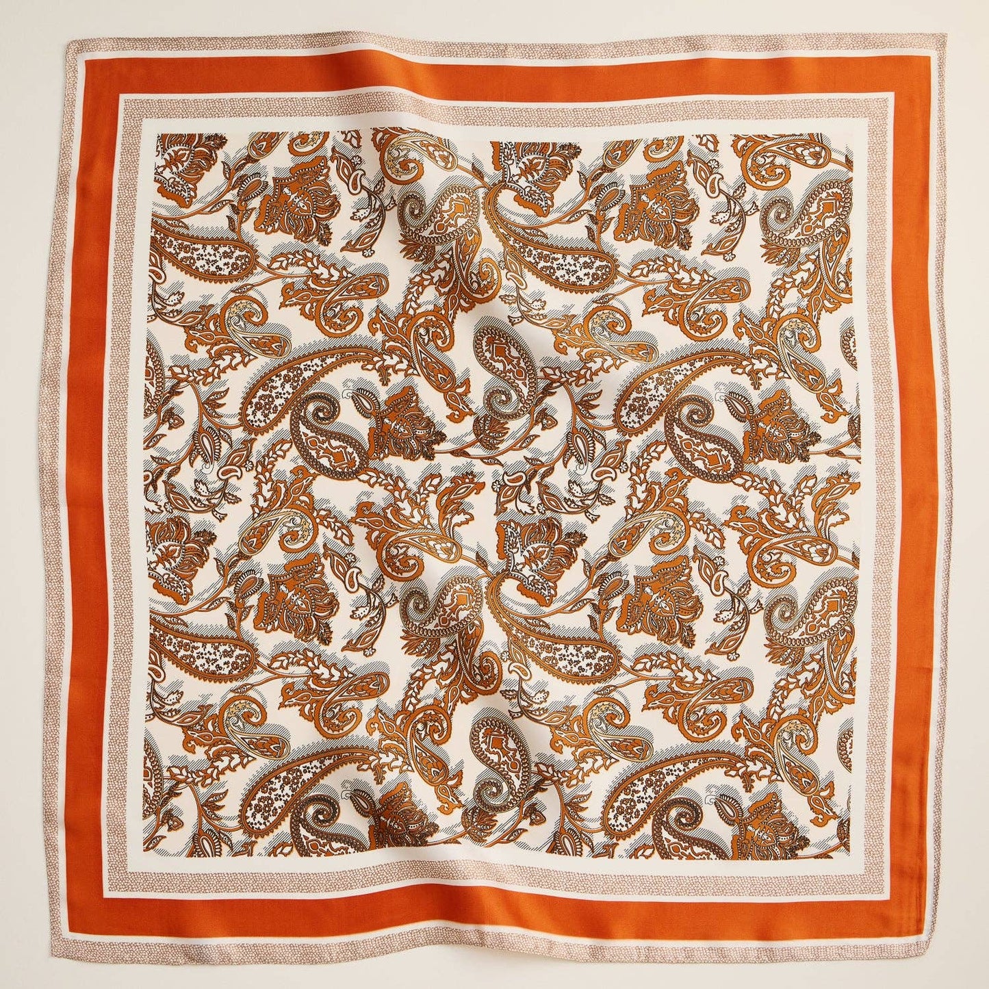 Retro Paisley Silk-Feel Square Scarf for Timeless Look