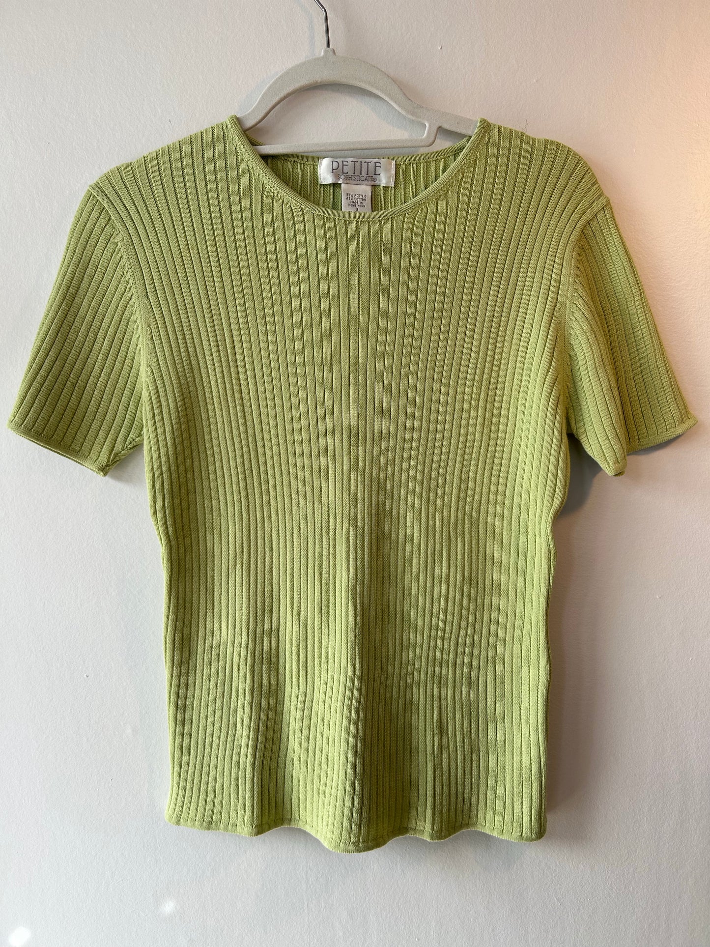 Ribbed Cotton-Blend SS Sweater (S)