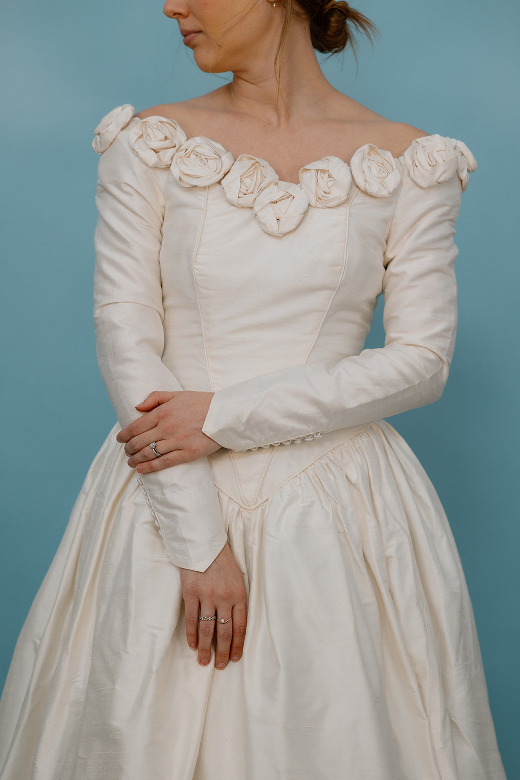 Logan: Basque Waist Ballgown with Rosettes