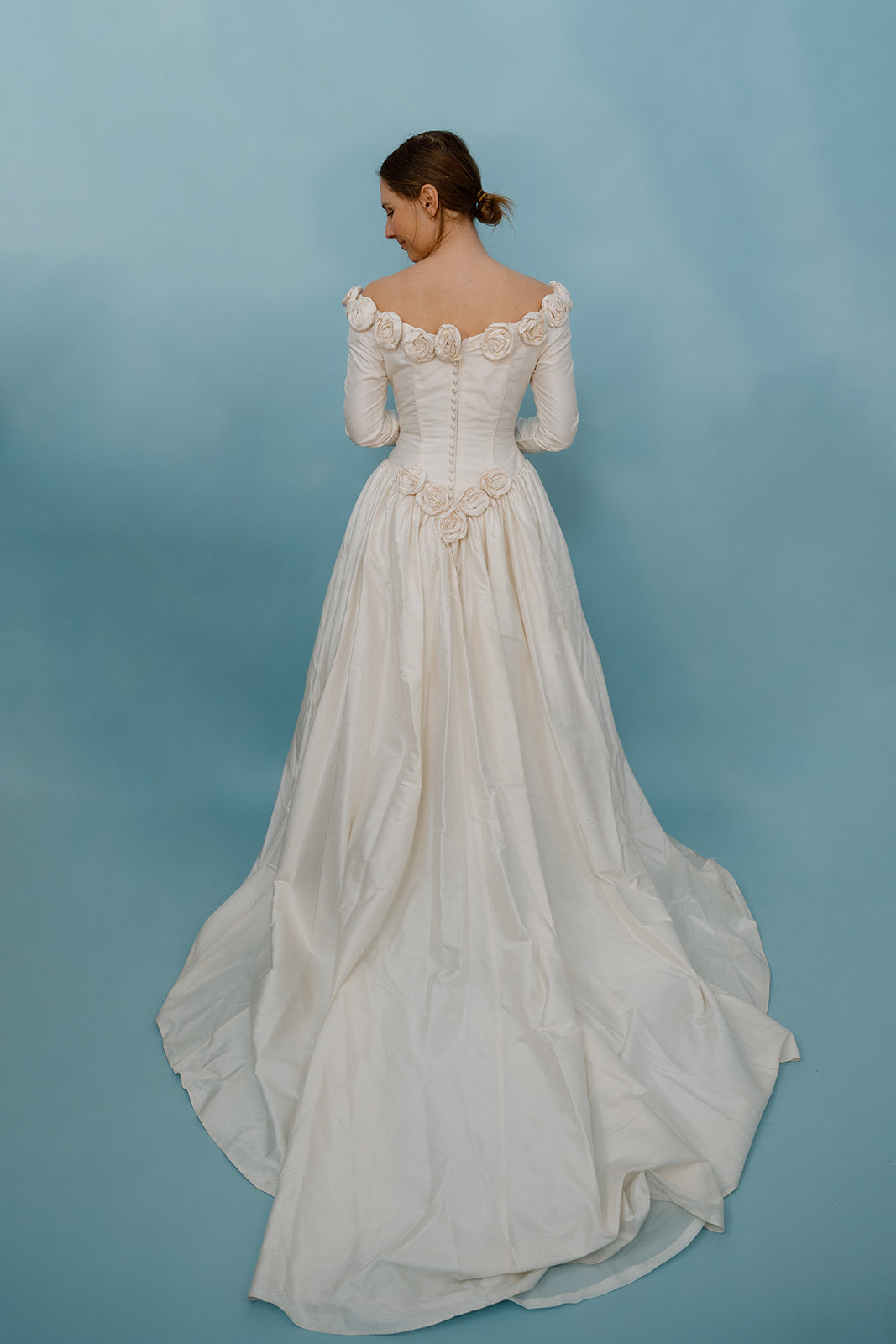Logan: Basque Waist Ballgown with Rosettes