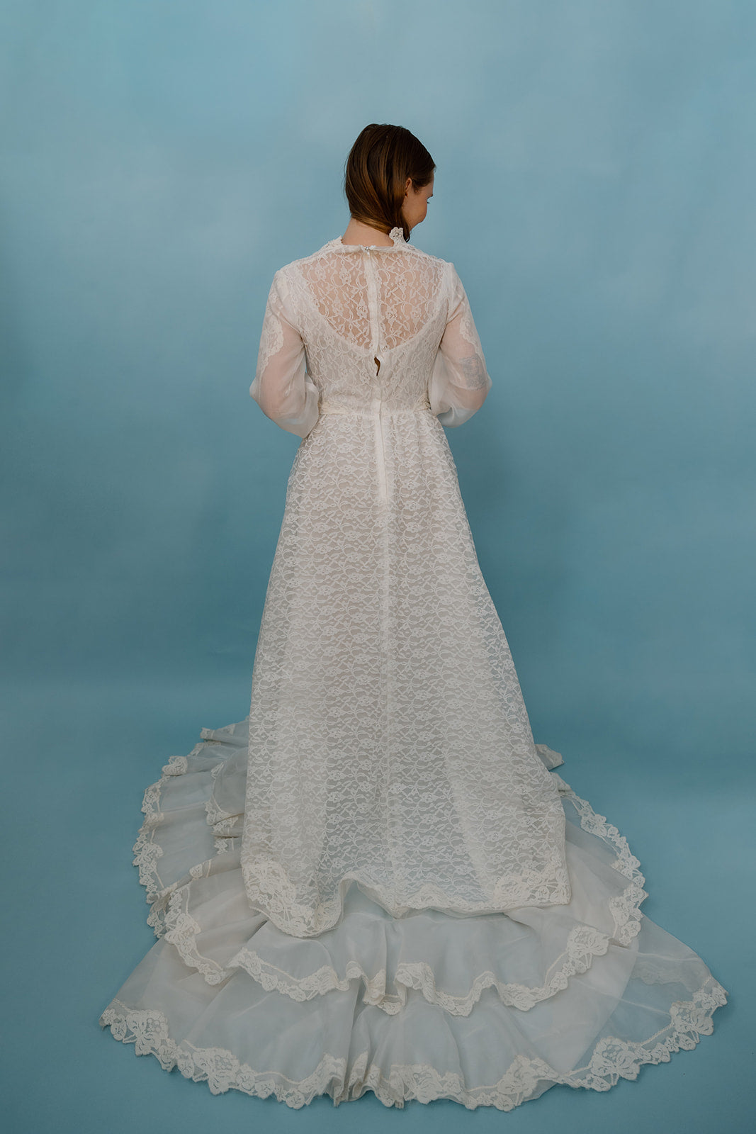 Drew: 1970s Tiered Lace, A-Line Gown