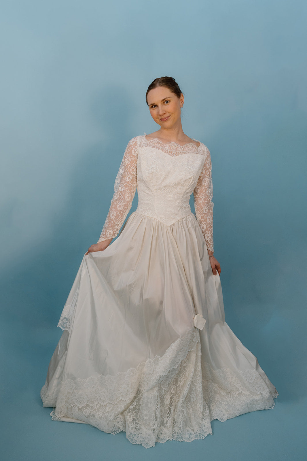 Blair: 1950s A-line Gown with Lace & Pearls