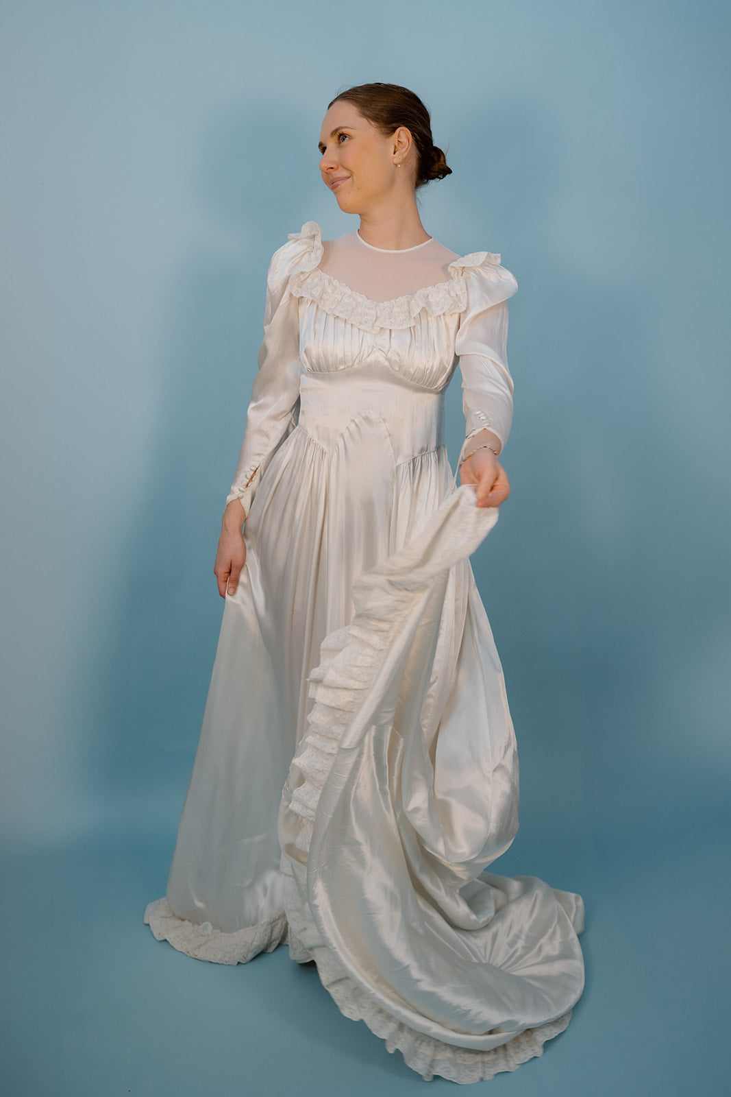 LB: 1947 Ivory Satin Wedding Dress