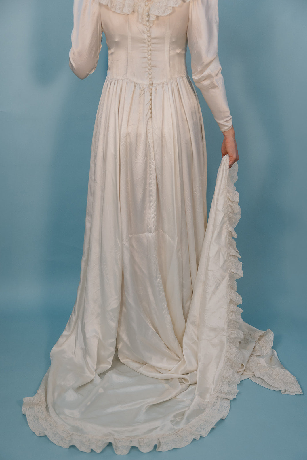 LB: 1947 Ivory Satin Wedding Dress