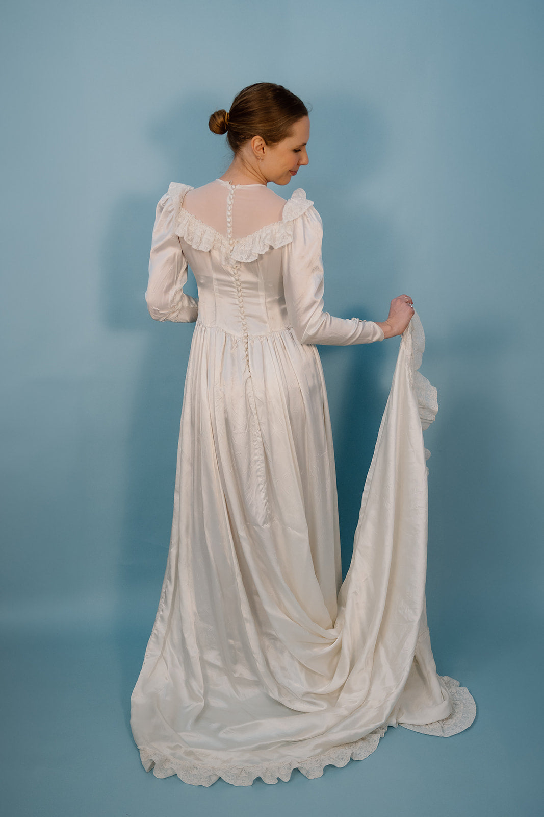 LB: 1947 Ivory Satin Wedding Dress
