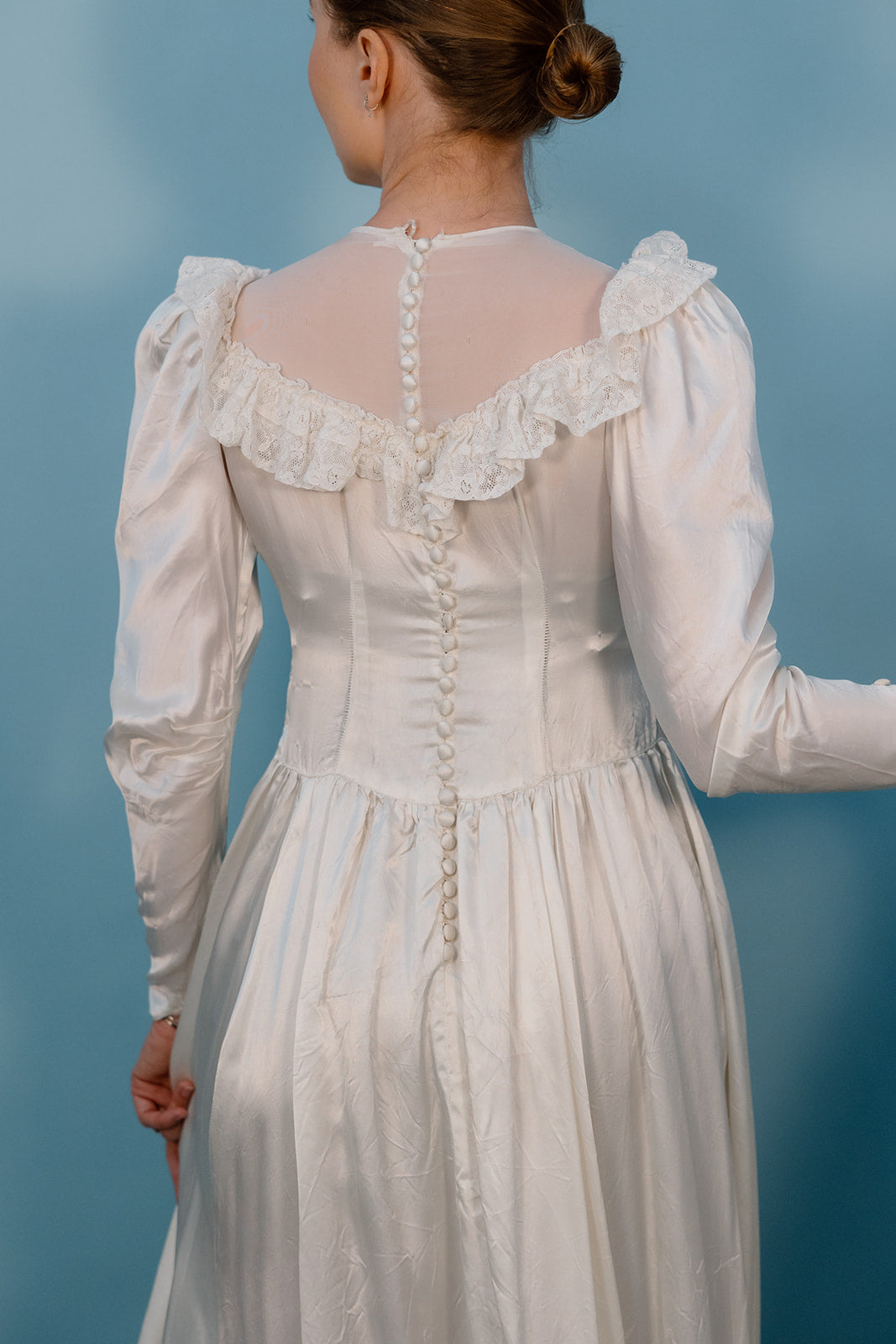LB: 1947 Ivory Satin Wedding Dress