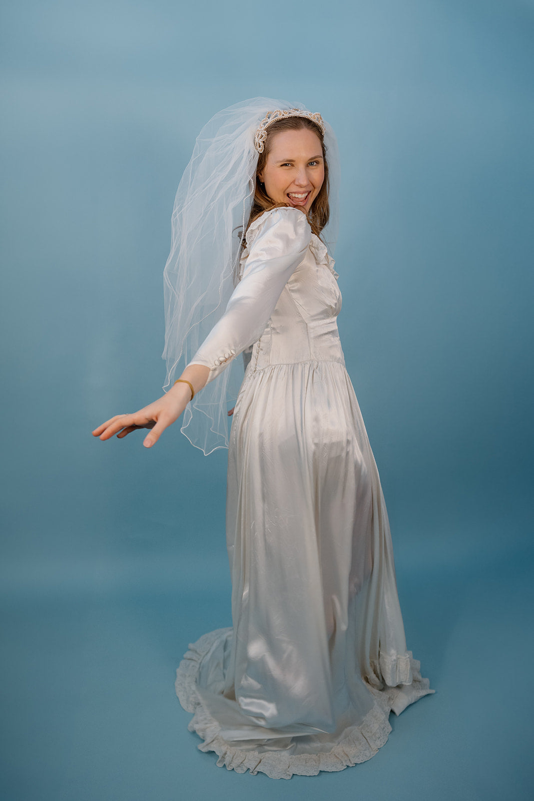 LB: 1947 Ivory Satin Wedding Dress