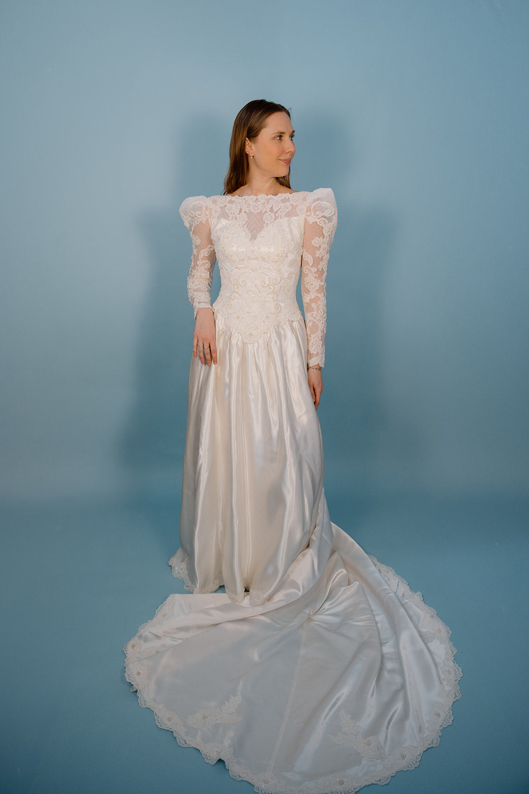 Pamela: 1992 Gown with Sweetheart Neckline & Beading