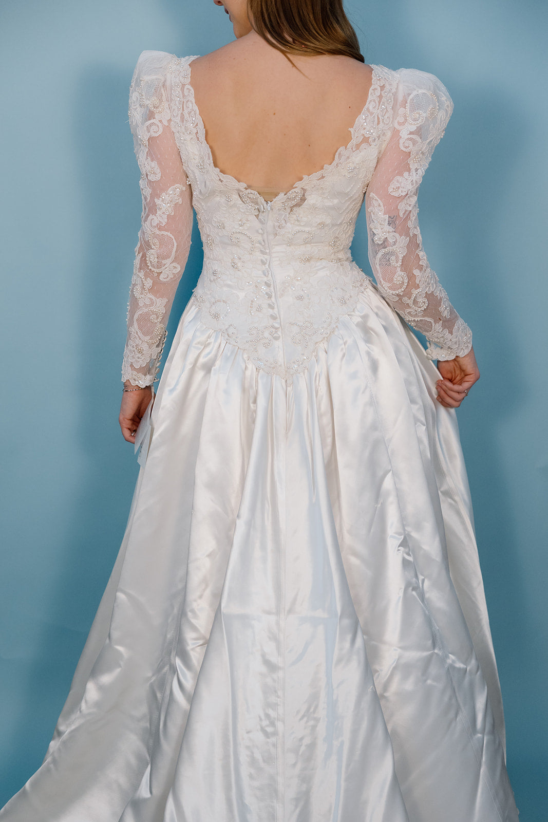 Pamela: 1992 Gown with Sweetheart Neckline & Beading