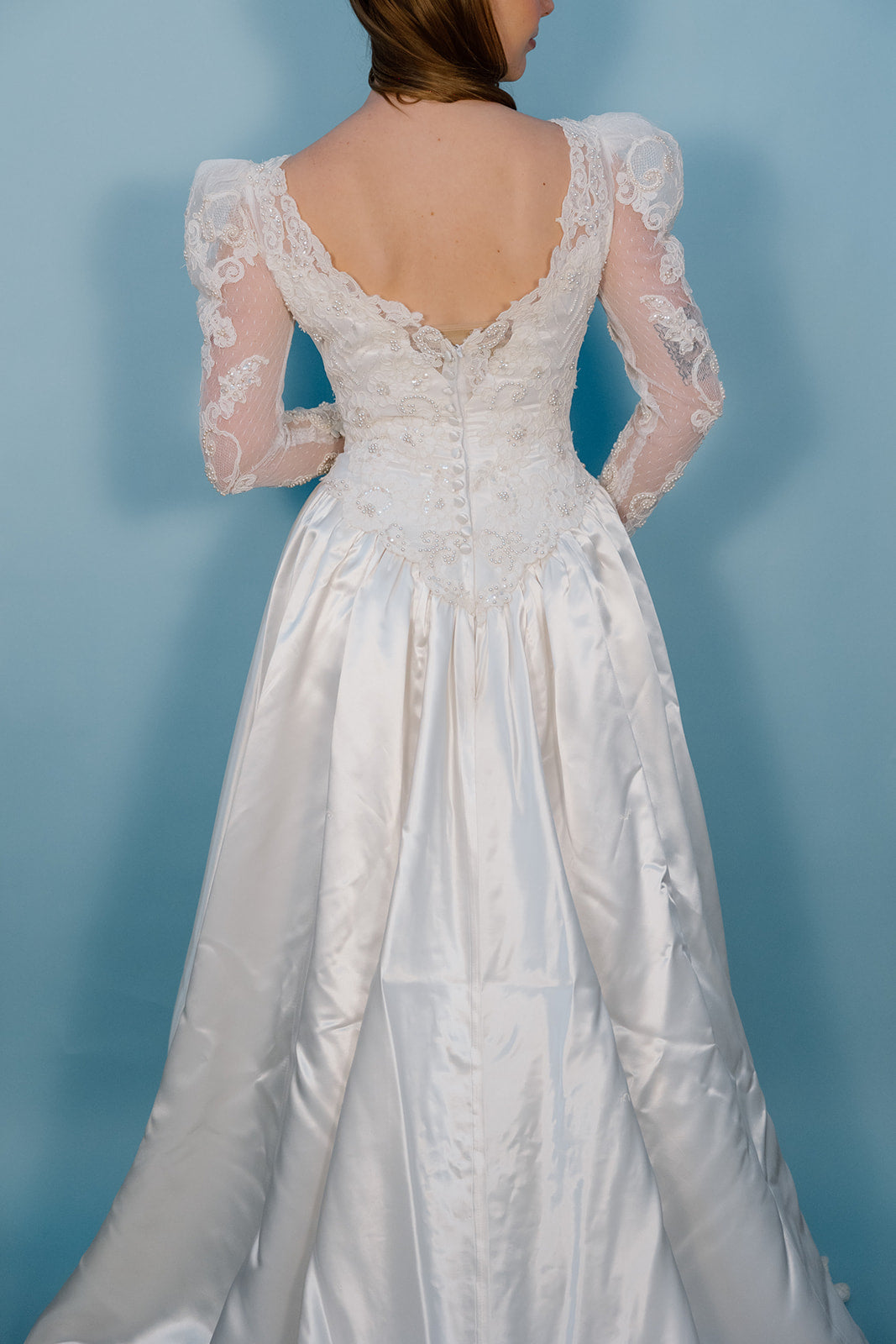Pamela: 1992 Gown with Sweetheart Neckline & Beading