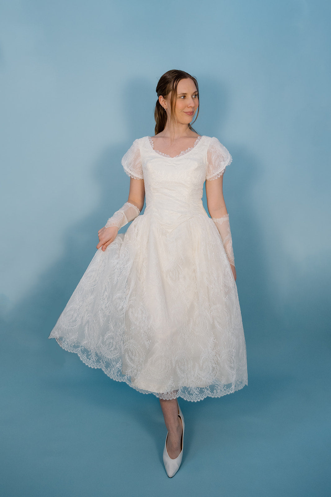 Annie Marie: Lace Tea Length Wedding Dress Juniper Lane Annie Marie: Lace Tea Length Wedding Dress Juniper Lane