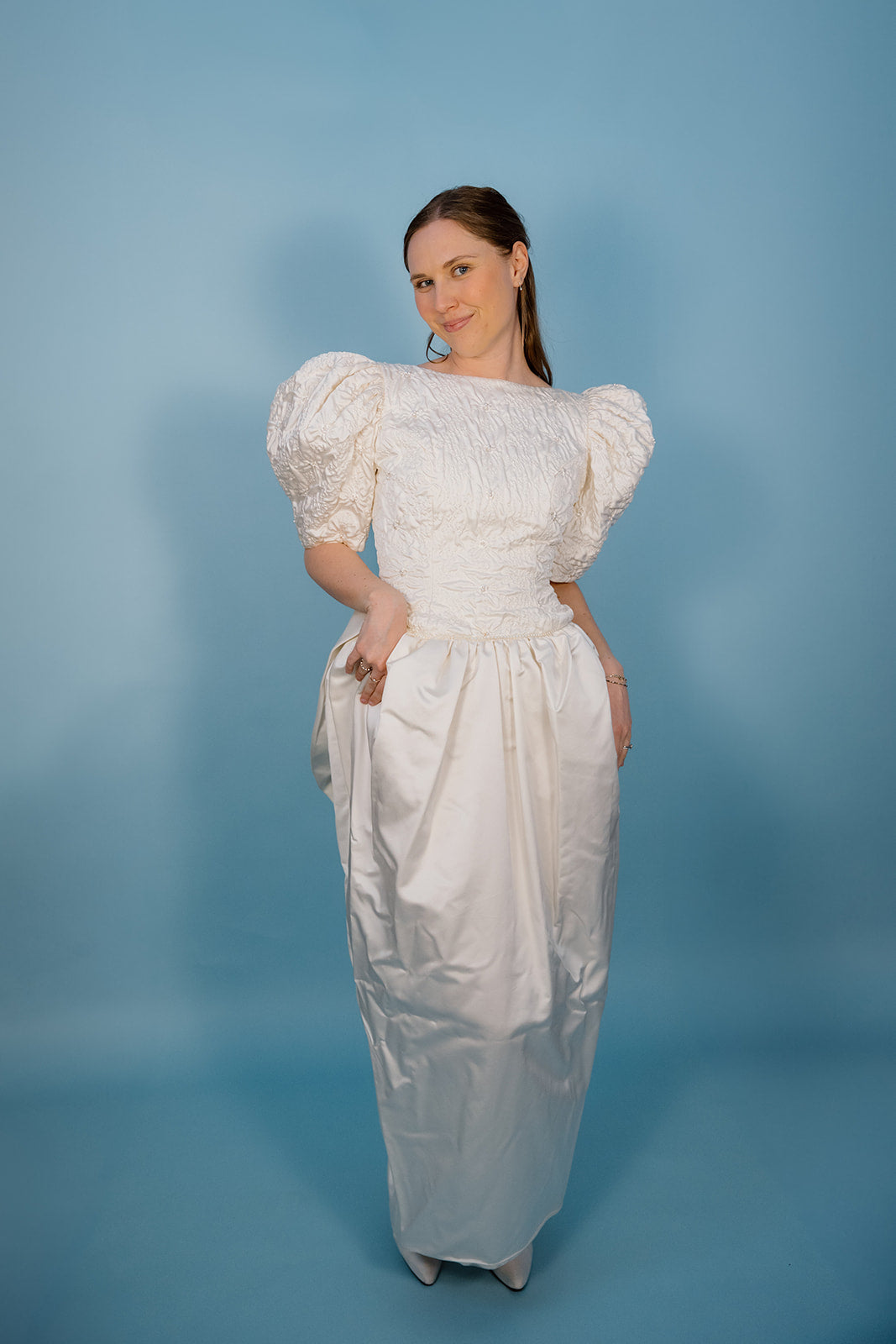Bobby: 1989 Quilted Sheath Gown with Bow