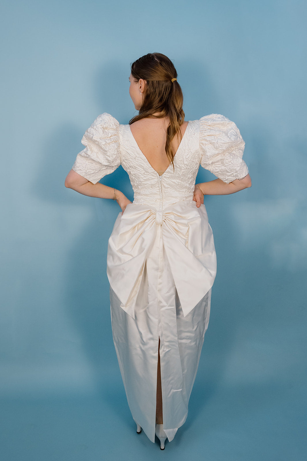 Bobby: 1989 Quilted Sheath Gown with Bow