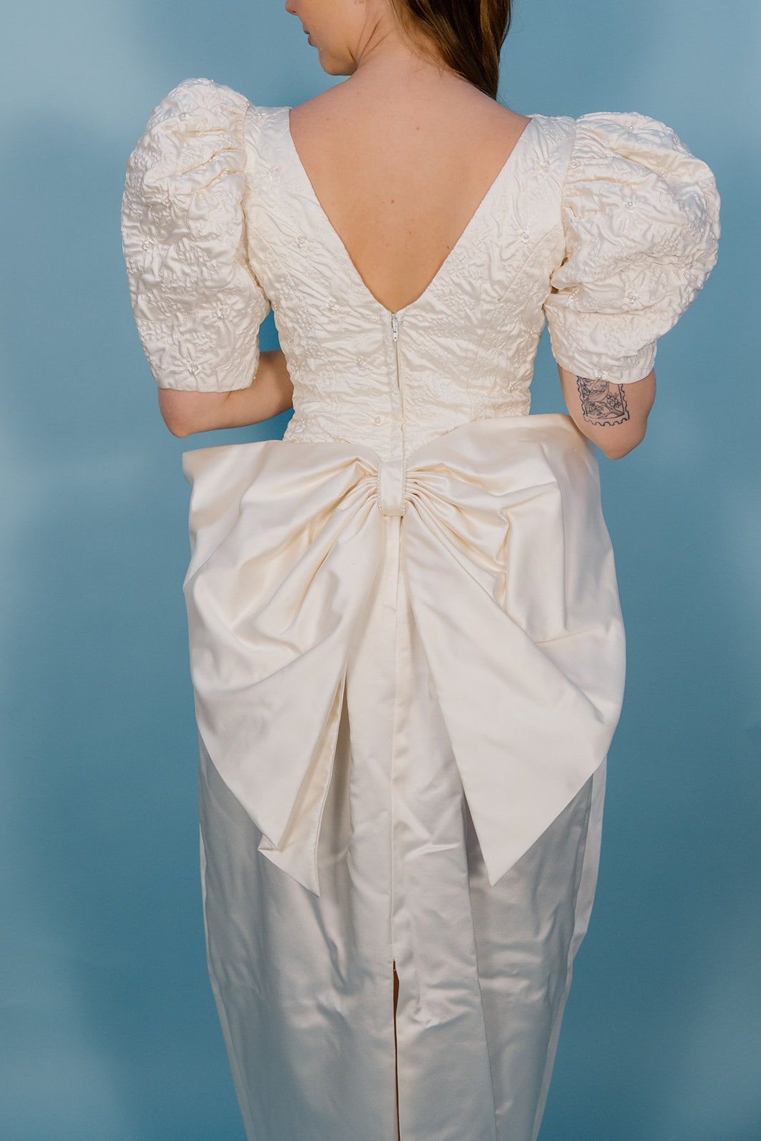 Bobby: 1989 Quilted Sheath Gown with Bow