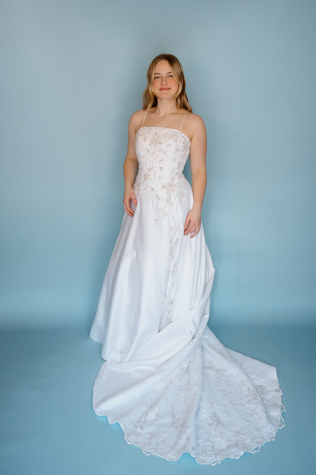 Vera: 2002 Wedding Gown with A-symmetrical bodice Juniper Lane Vera: 2002 Wedding Gown with A-symmetrical bodice Juniper Lane
