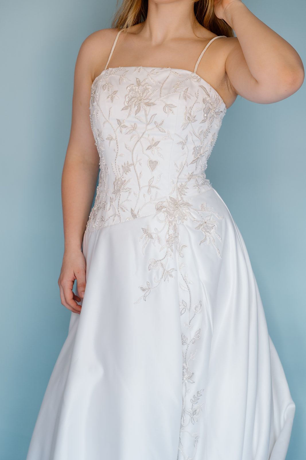 Vera: 2002 Wedding Gown with A-symmetrical bodice