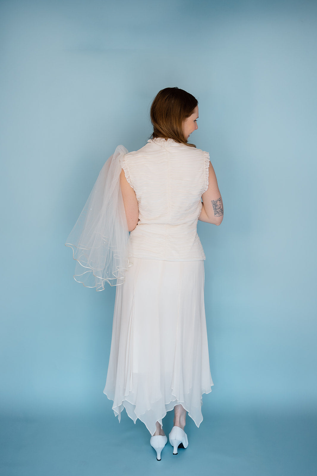 Marigold: 100% silk 2 pc set with handkerchief skirt