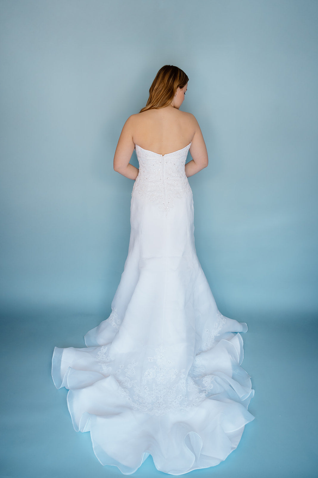 Alexa: strapless white 2000s fit + flare