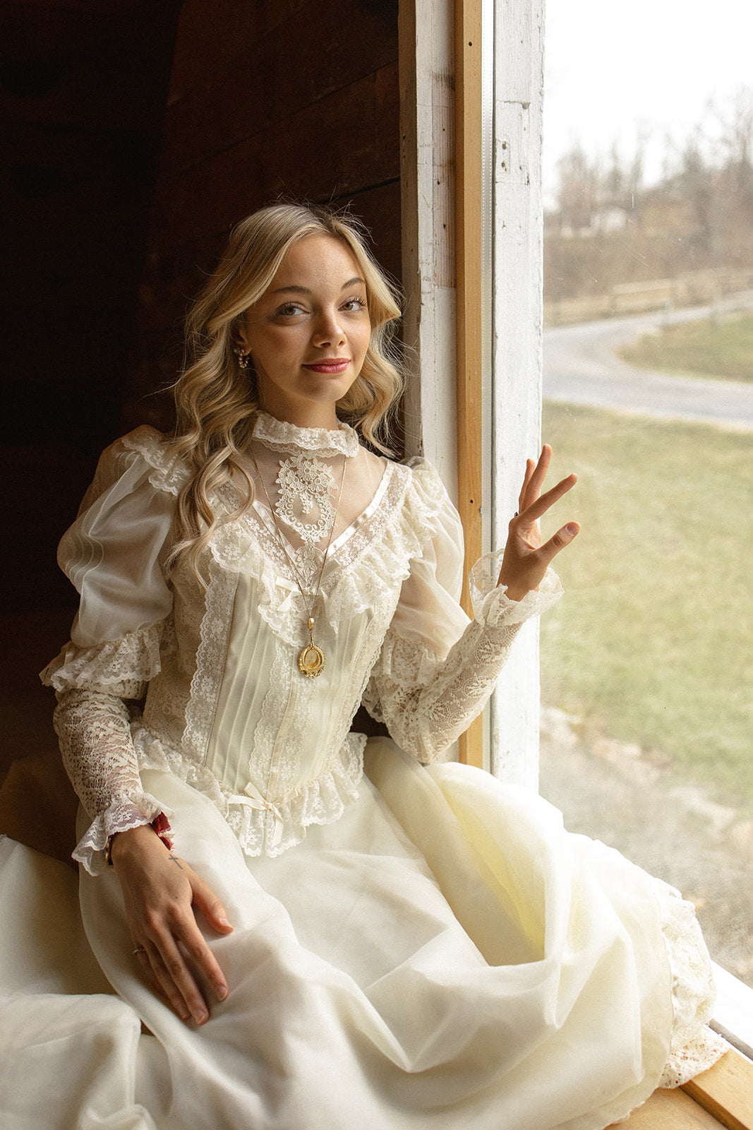 Holly: 1981 Ivory Chiffon Gown with Bows