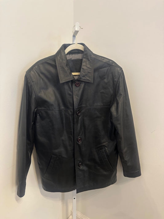 *No Label | Black Leather Jacket (M)