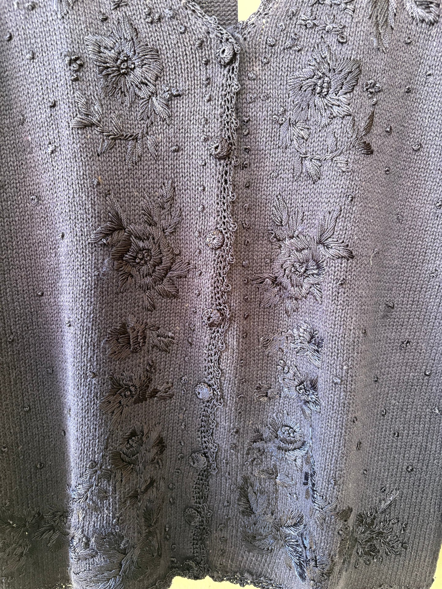 Navy Cotton Cardi w/ Flowers