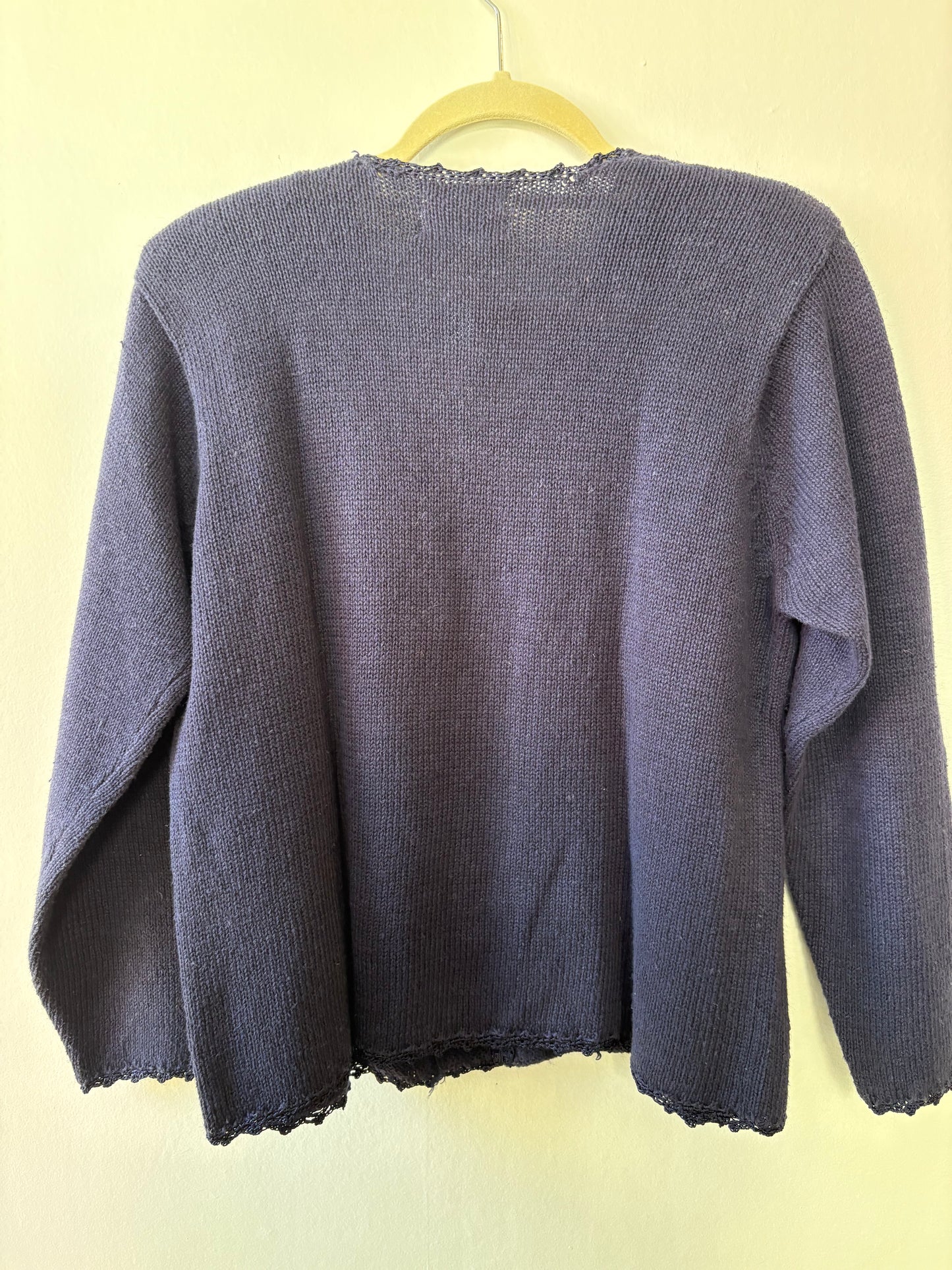 Navy Cotton Cardi w/ Flowers