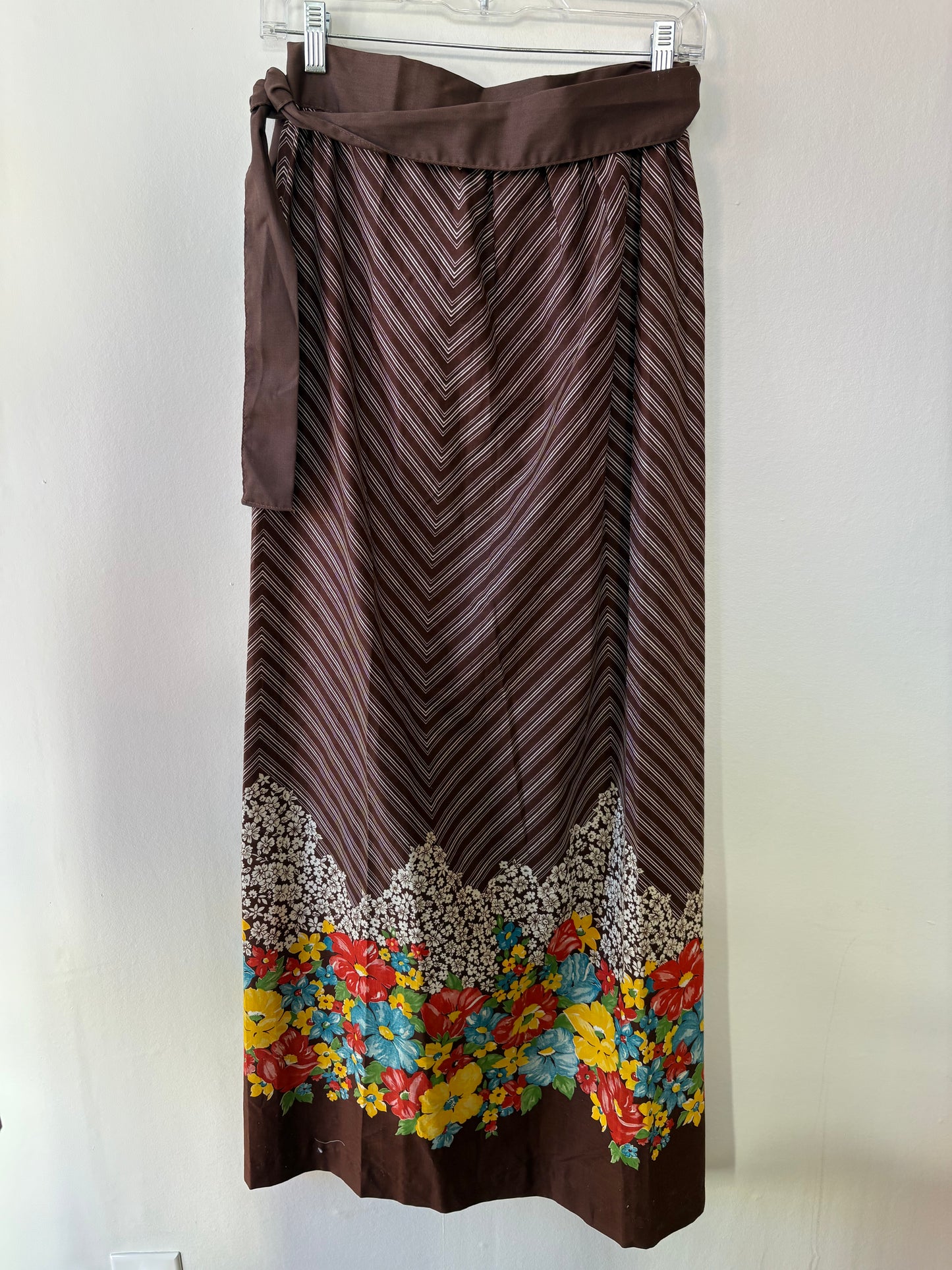 Brown Wrap Floral Skirt (S)