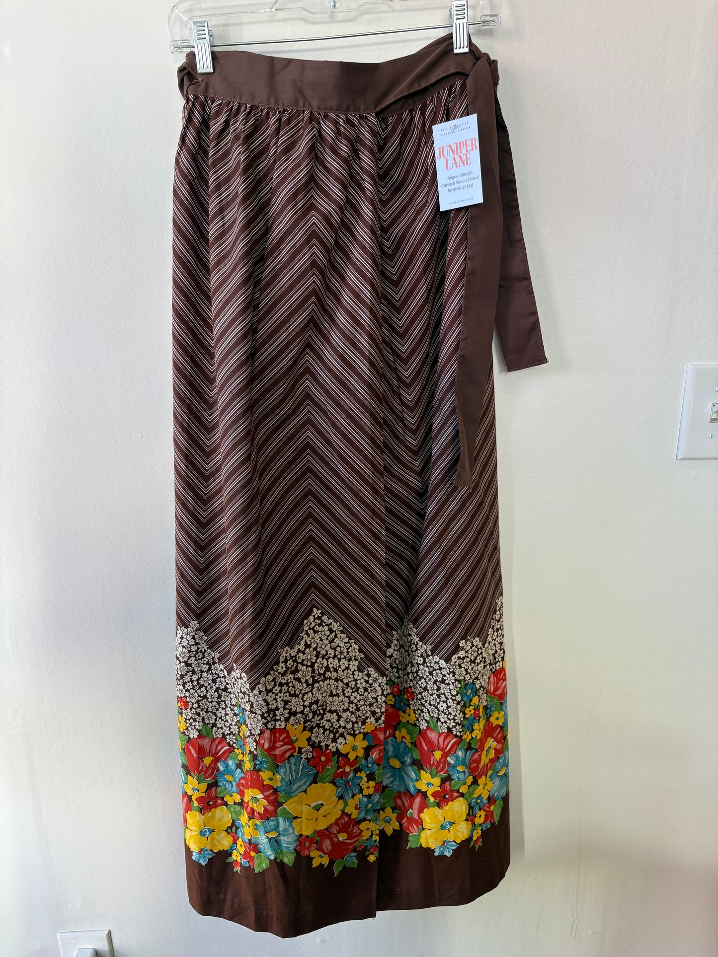 Brown Wrap Floral Skirt (S)