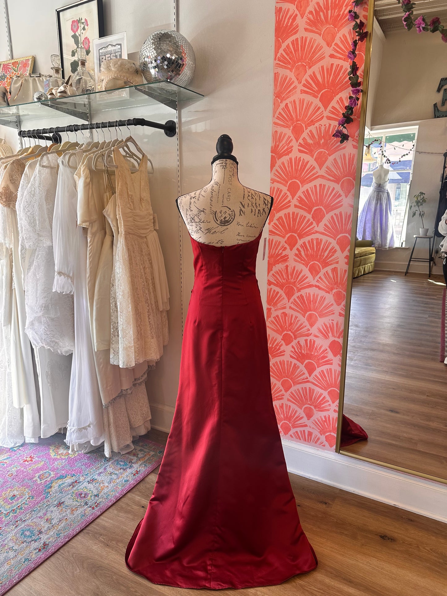 Red Strapless Rouched Gown (S)