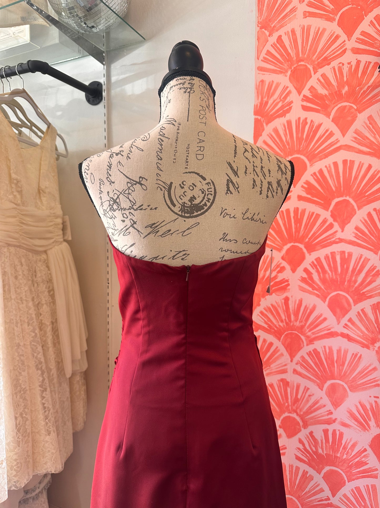 Red Strapless Rouched Gown (S)