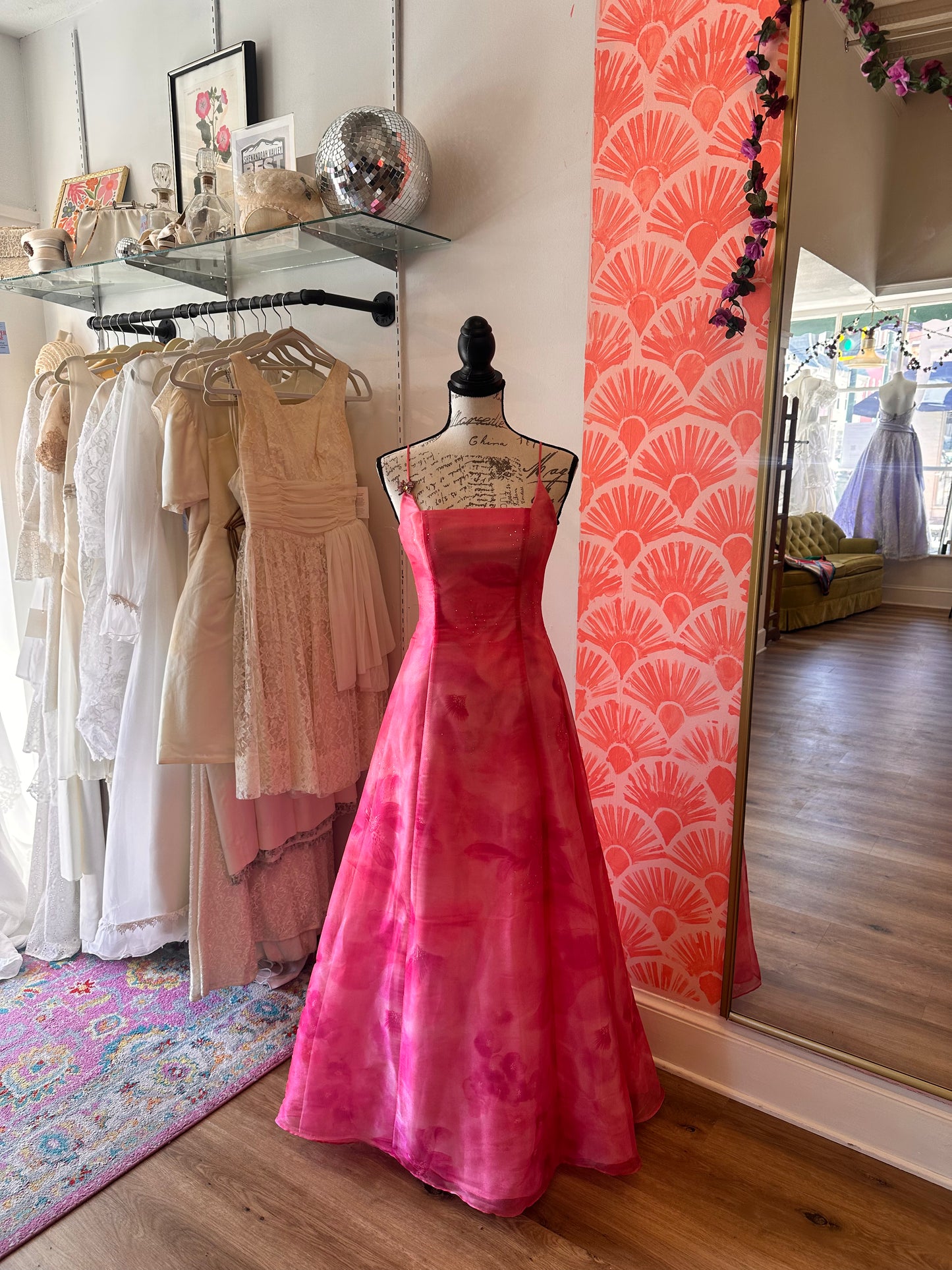 Pink Y2K Gown w/ Hibiscus (XS)