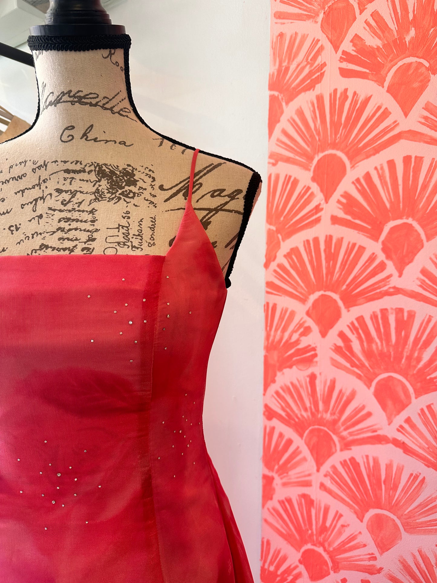 Pink Y2K Gown w/ Hibiscus (XS)