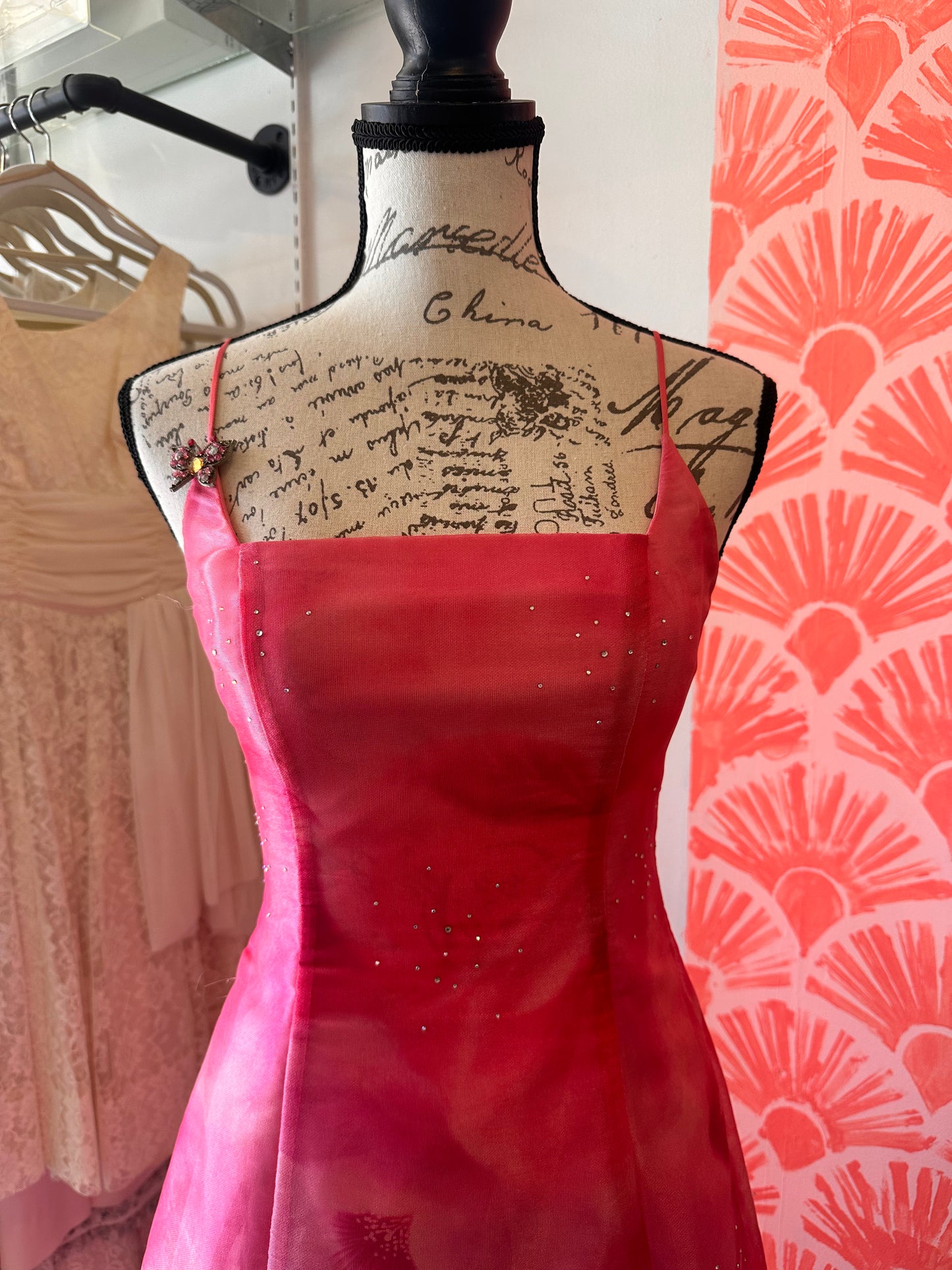 Pink Y2K Gown w/ Hibiscus (XS)