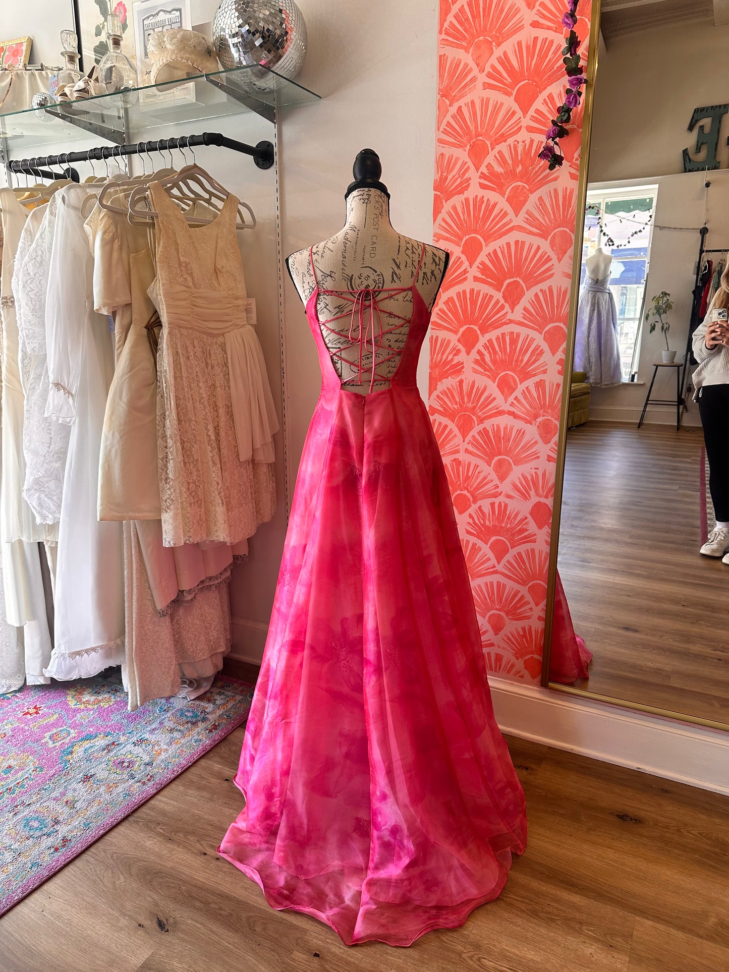 Pink Y2K Gown w/ Hibiscus (XS)