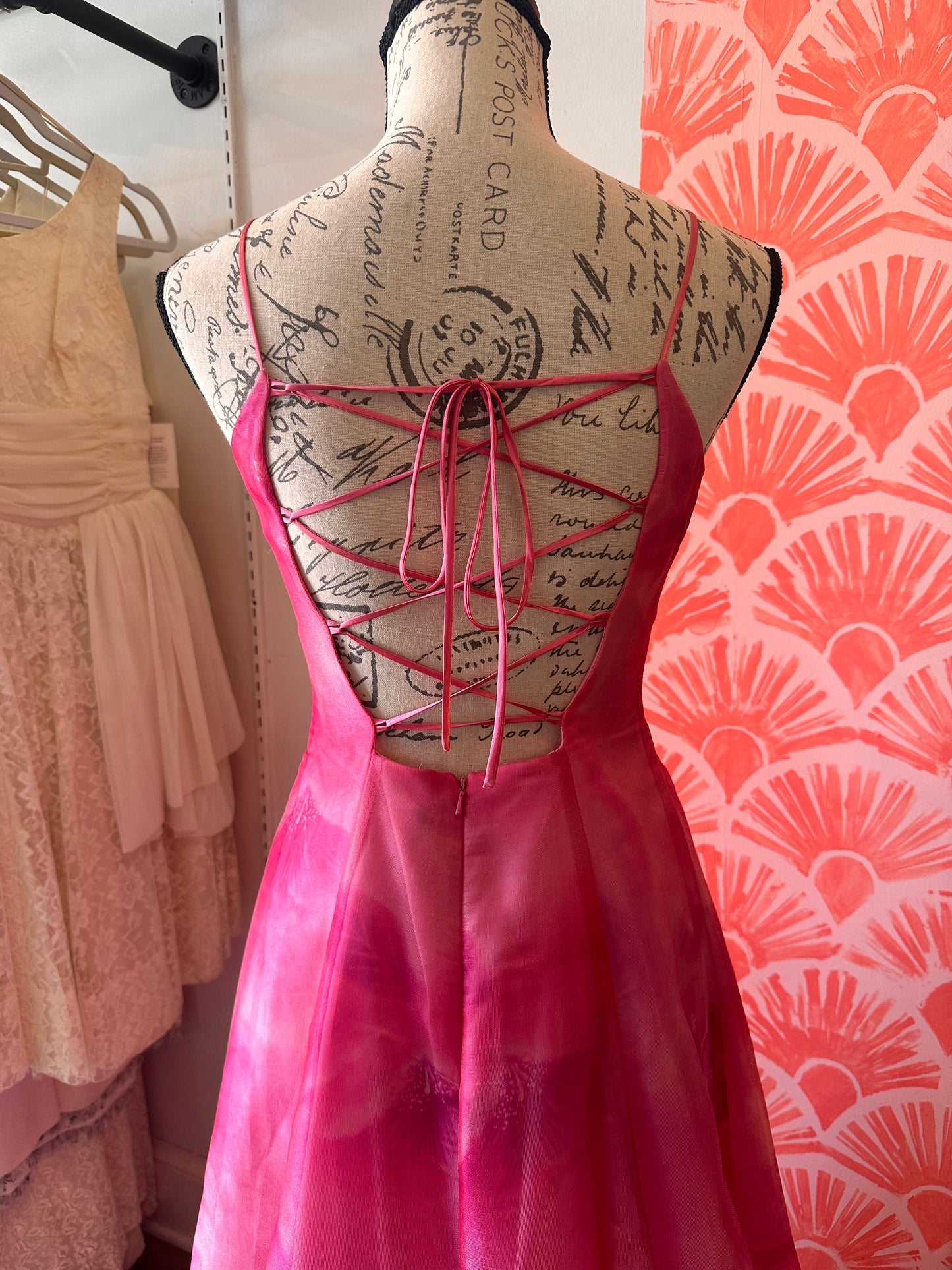 Pink Y2K Gown w/ Hibiscus (XS)