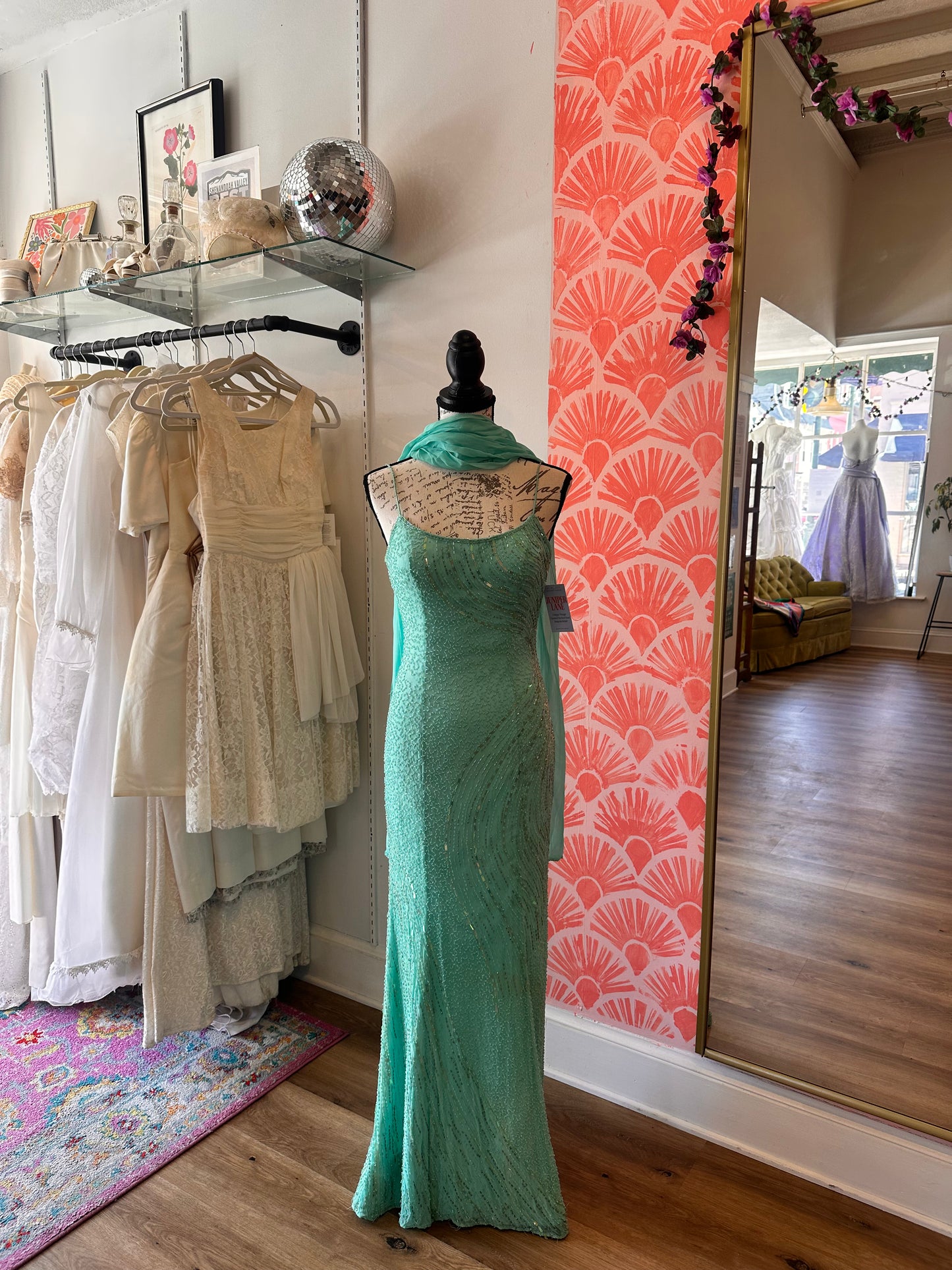 NWT Mermaid Teal Beaded Gown (XS, 2pc)