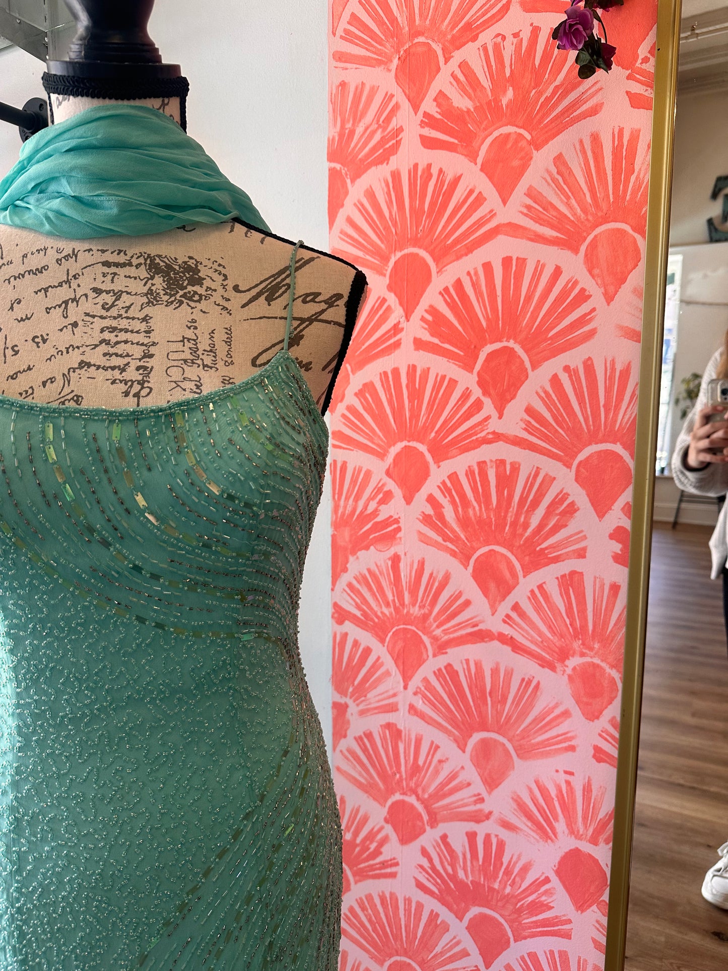 NWT Mermaid Teal Beaded Gown (XS, 2pc)