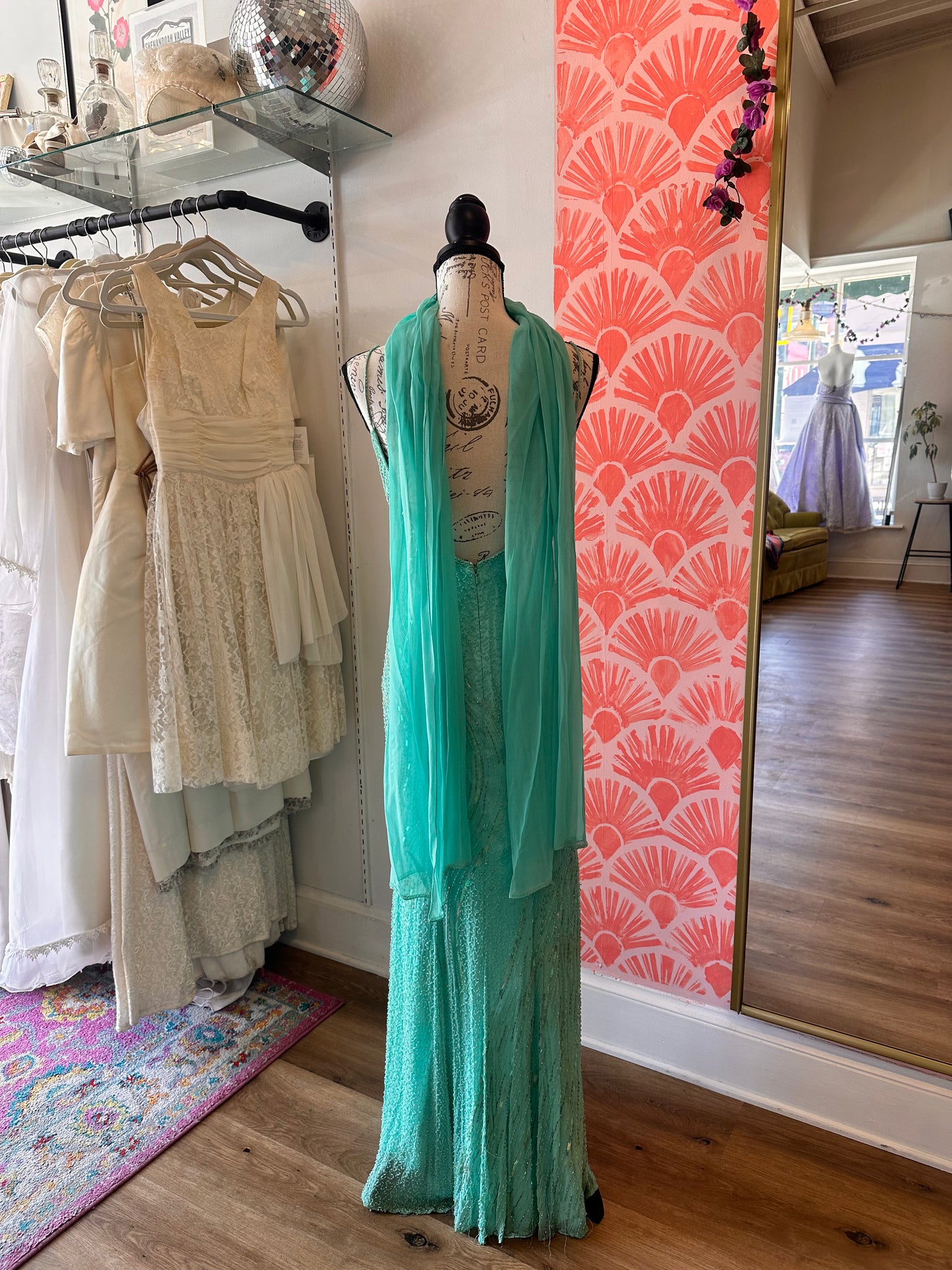 NWT Mermaid Teal Beaded Gown (XS, 2pc)