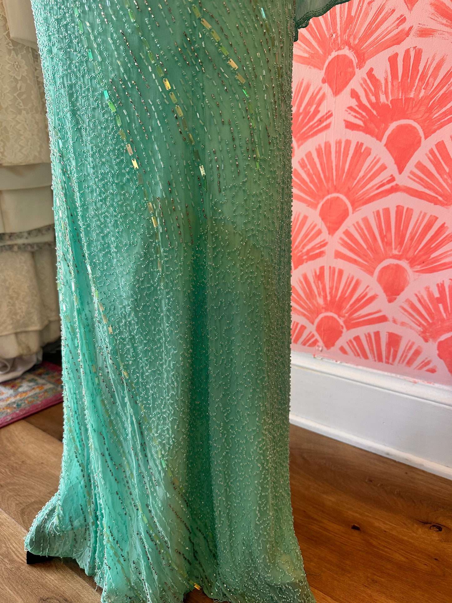 NWT Mermaid Teal Beaded Gown (XS, 2pc)
