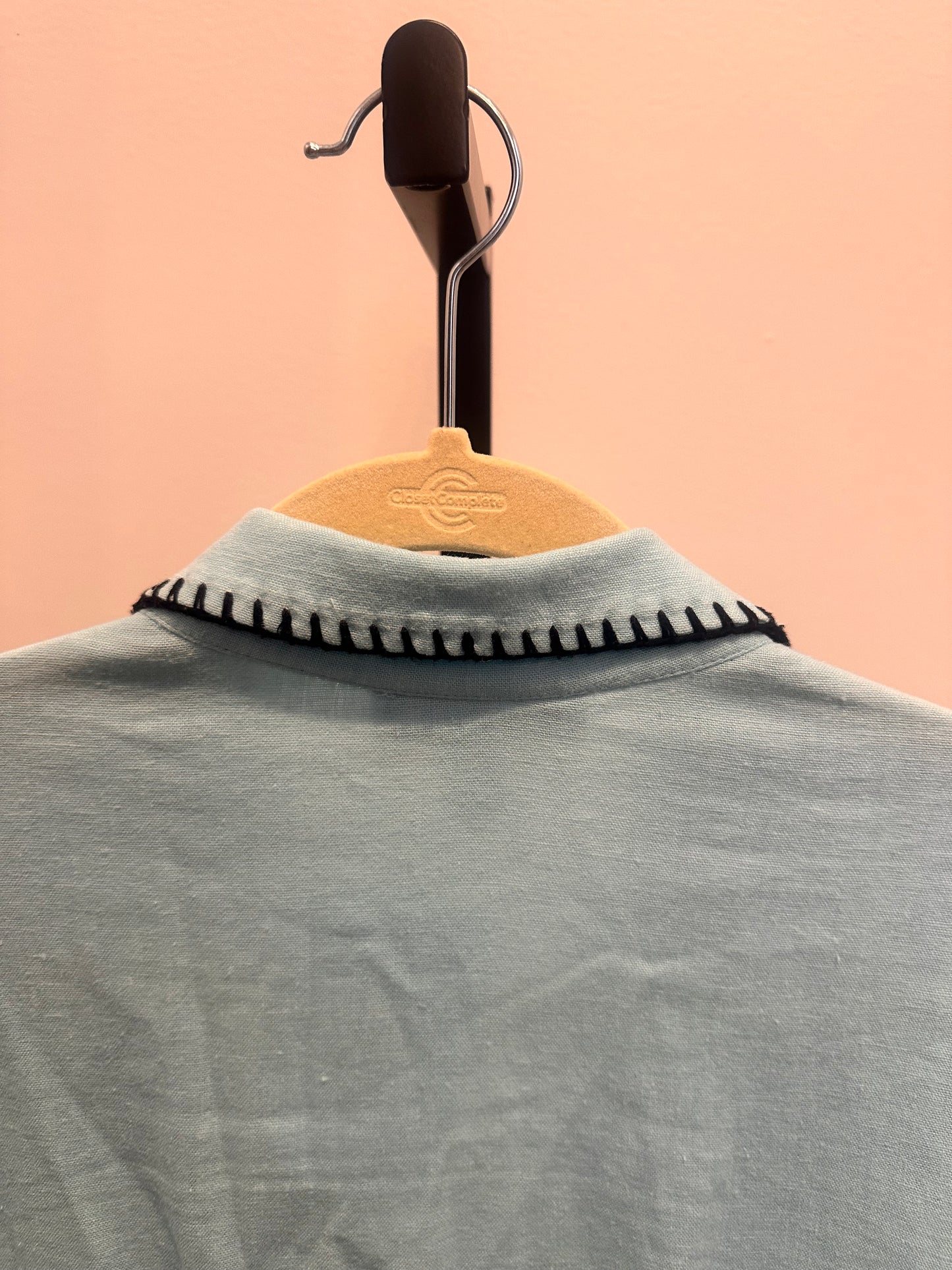 Linen Blue Top W/ Black Detailing (L)