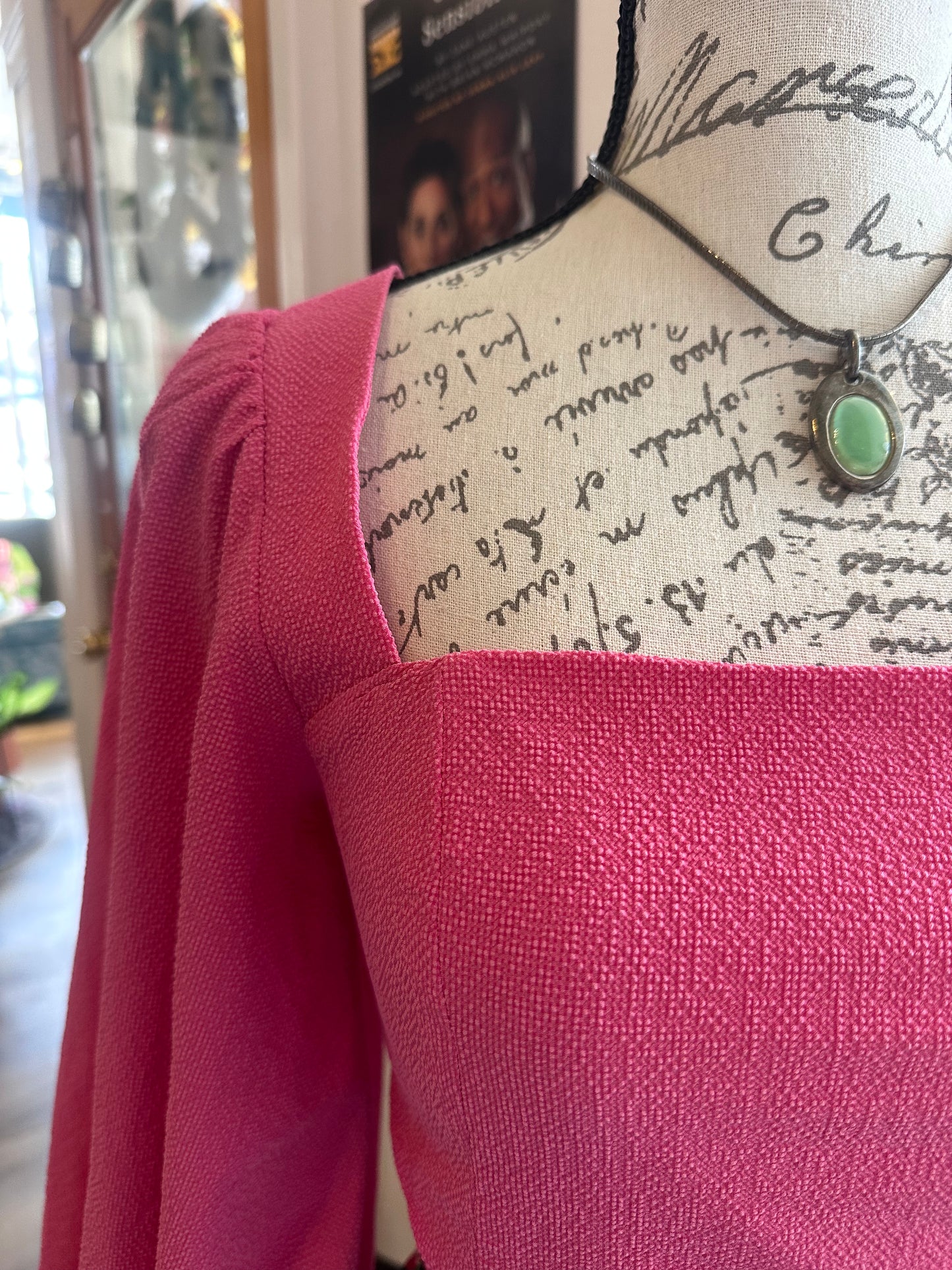 Pink Crop Top W/ Puffy Sleaves (S)