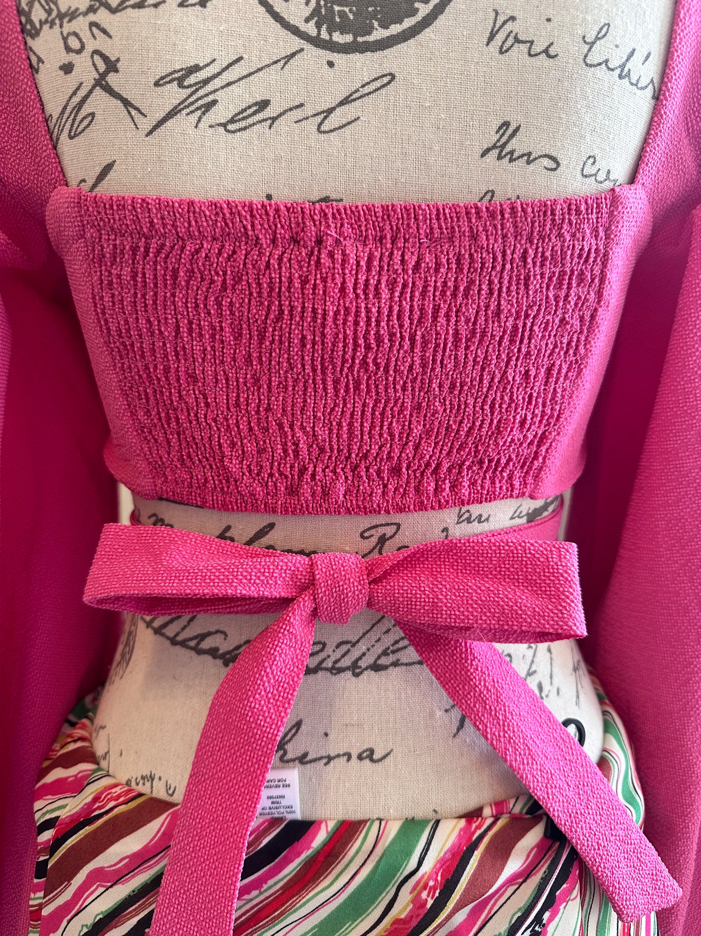 Pink Crop Top W/ Puffy Sleaves (S)