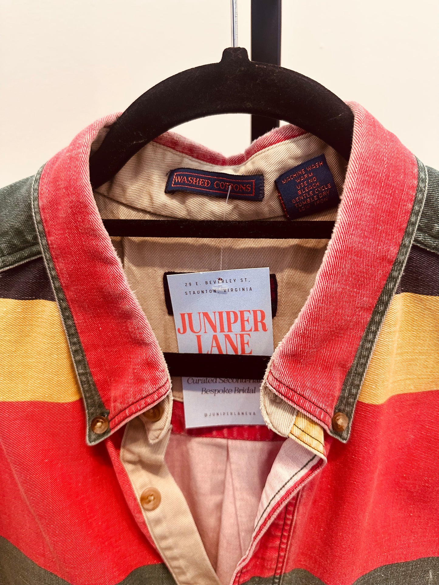 90s Colorblock Stripe Button-Up