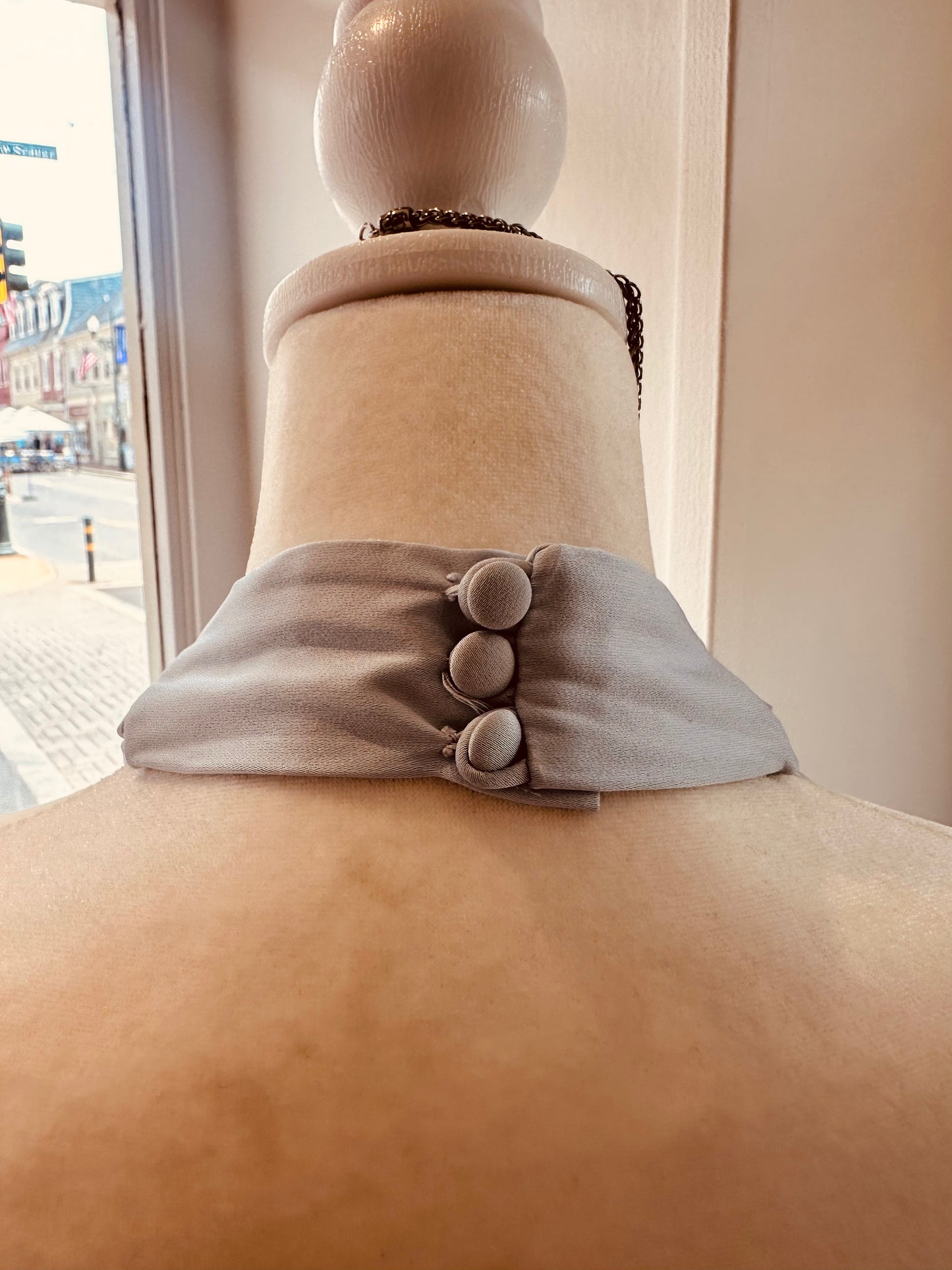 Birdy Grey Light Blue Silky Halter Dress (L)