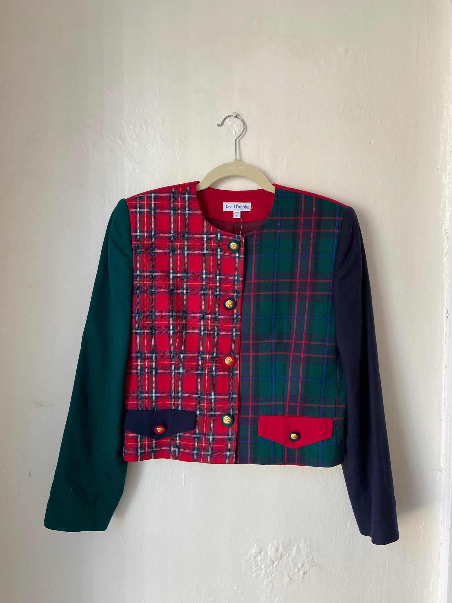 Multi-Plaid Cropped Jacket (M)