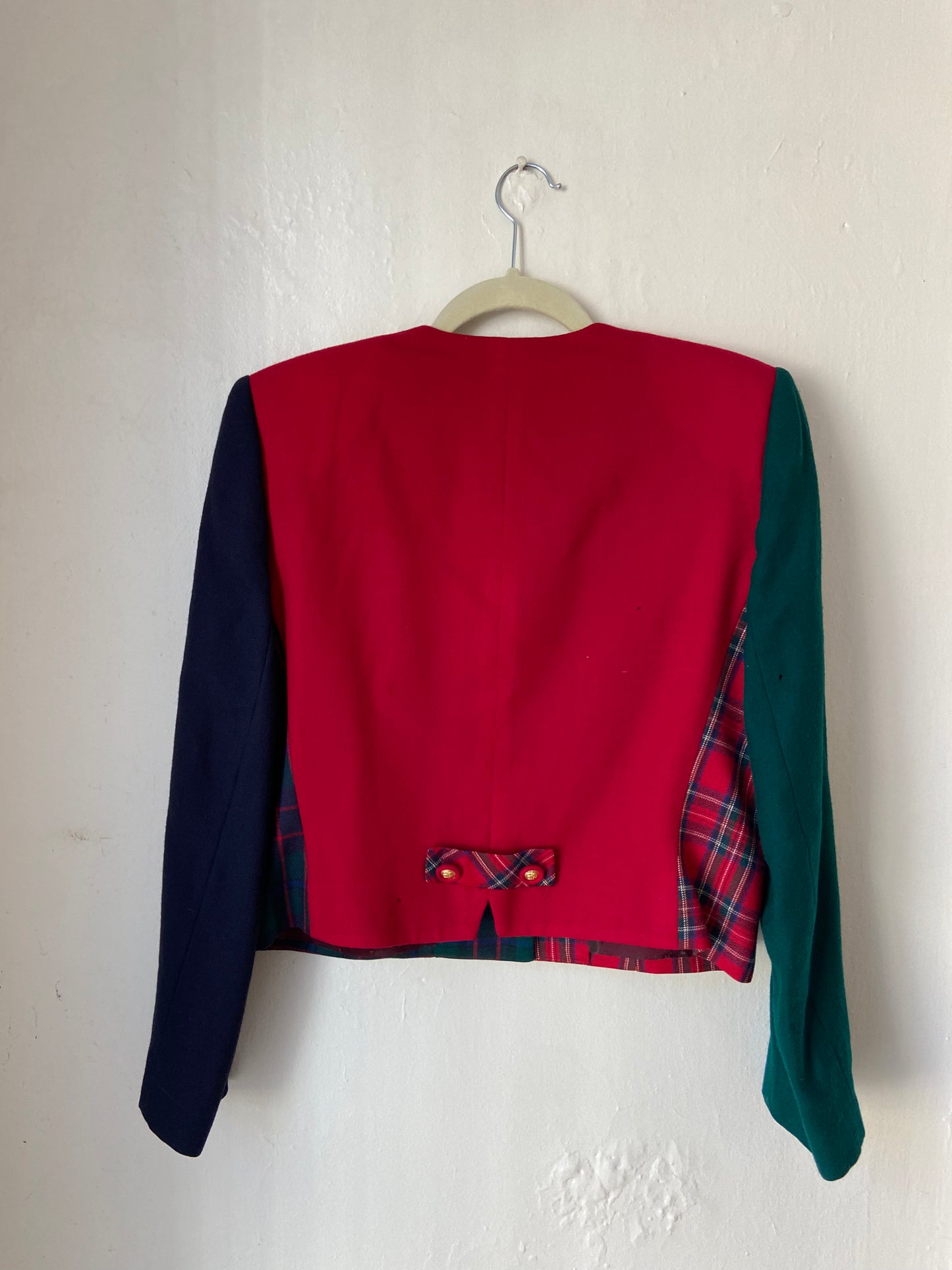 Multi-Plaid Cropped Jacket (M)