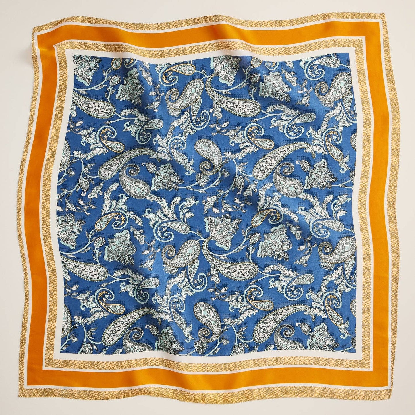 Retro Paisley Silk-Feel Square Scarf for Timeless Look