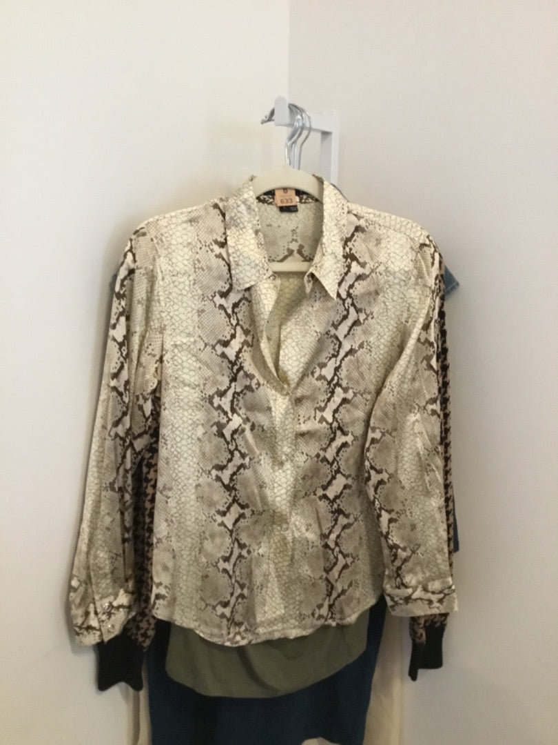 *Theory | Snake Silk Button Up (L)