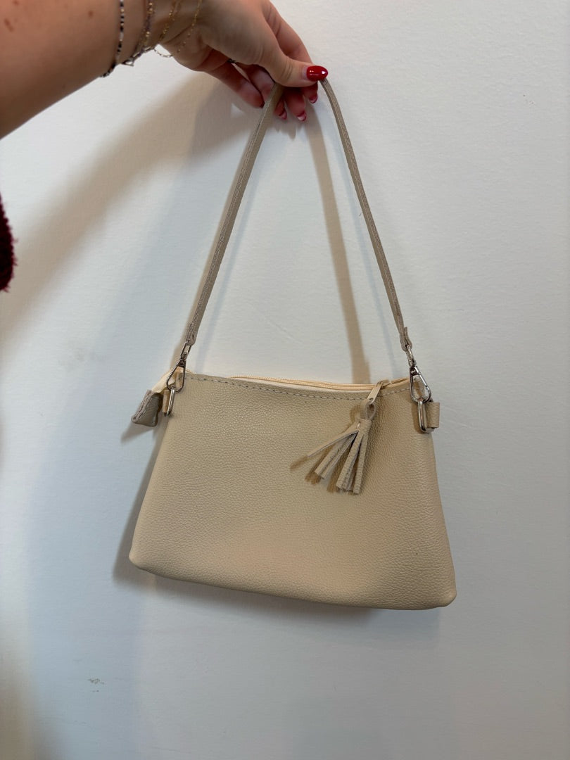 *Handmade Leather | Shoulder Bag (Cream)